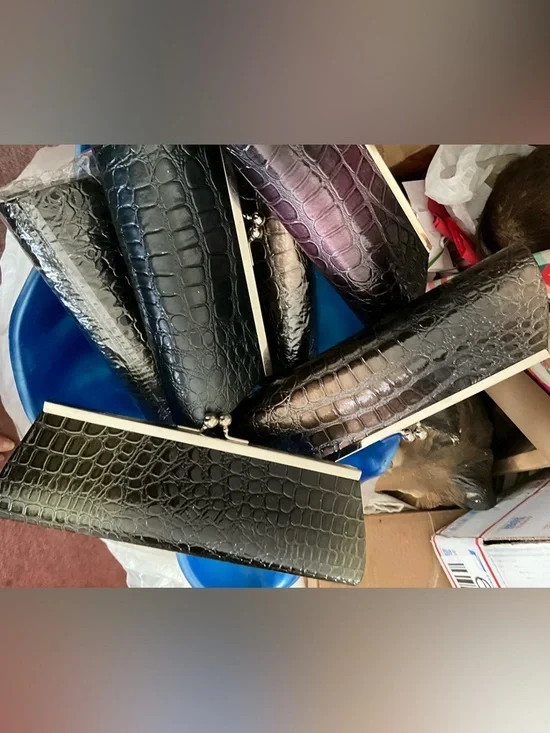 Croc-Embossed Clutch Purse - Multicolor Metallics - Picture 16 of 16